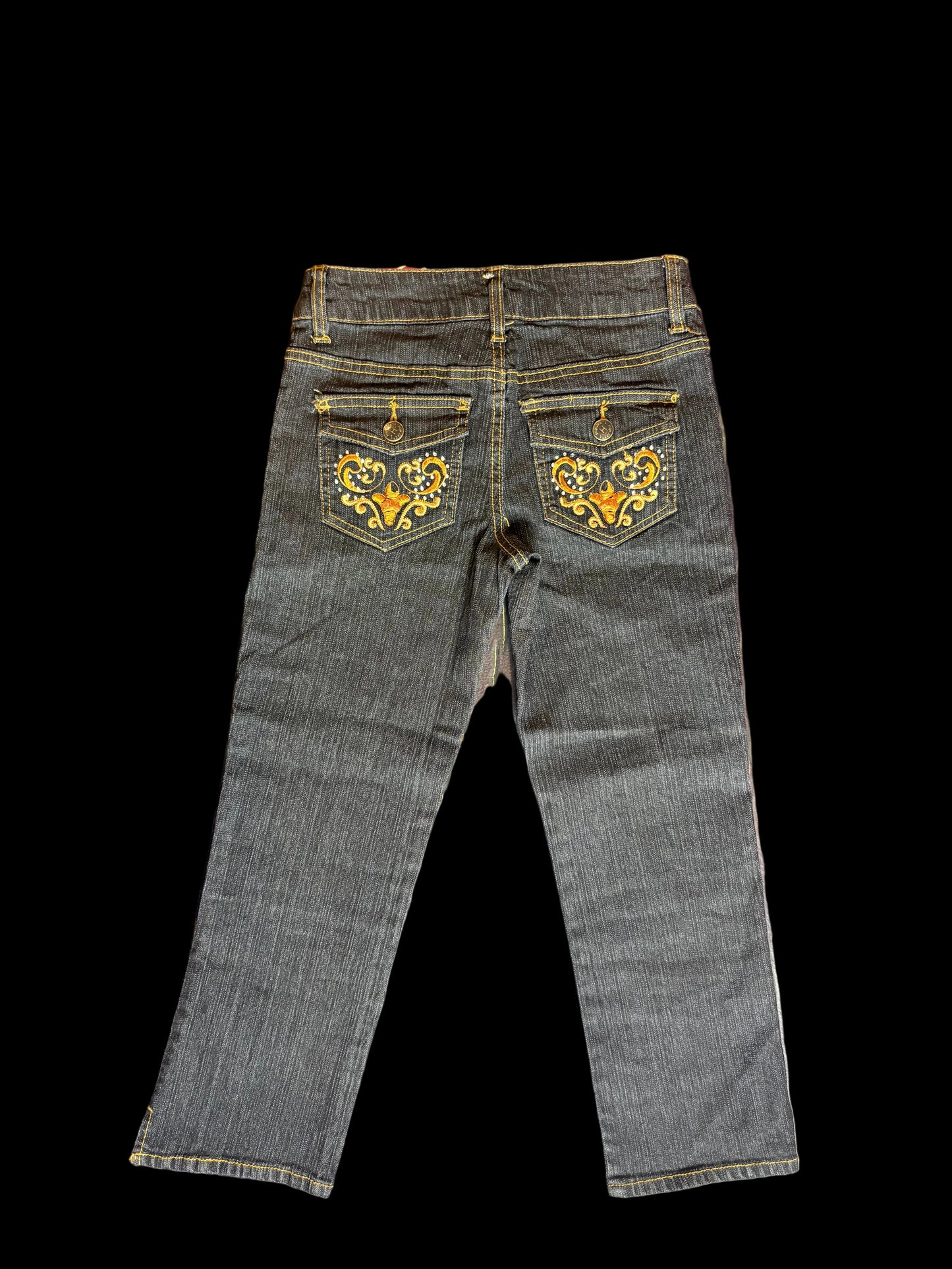HIP Dark Wash Denim Capris Orange