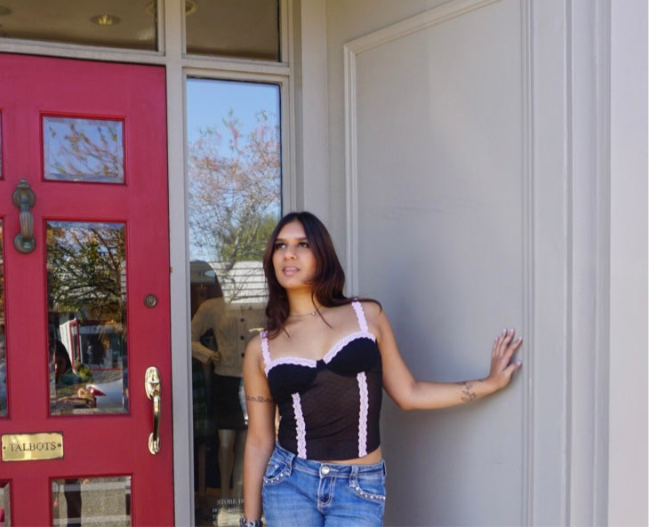 Pink & Black Mesh Top