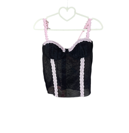 Pink & Black Mesh Top