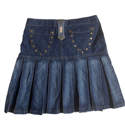 Mich Rich Pleated Denim Skirt