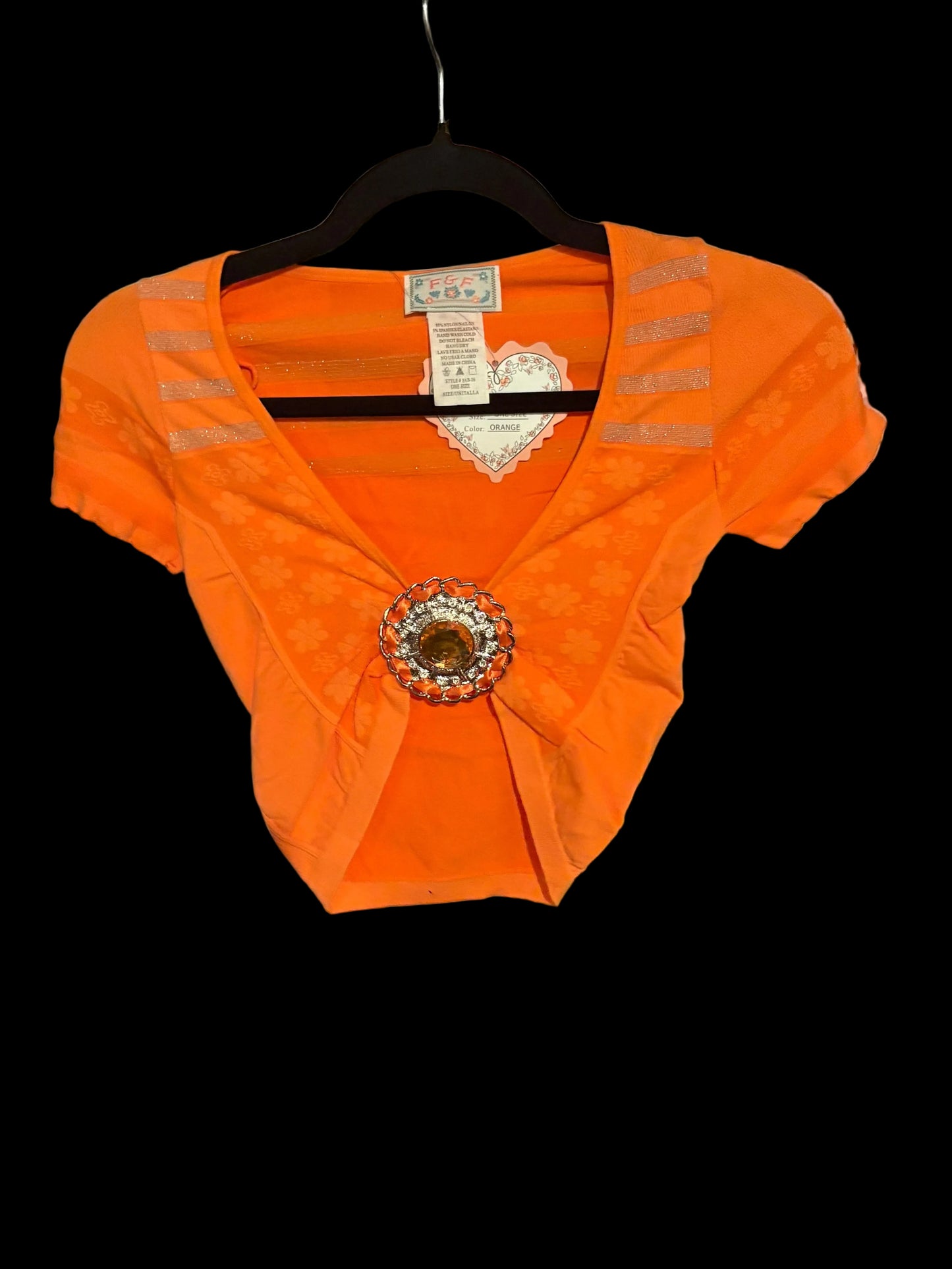 Orange Brooch Crop Top