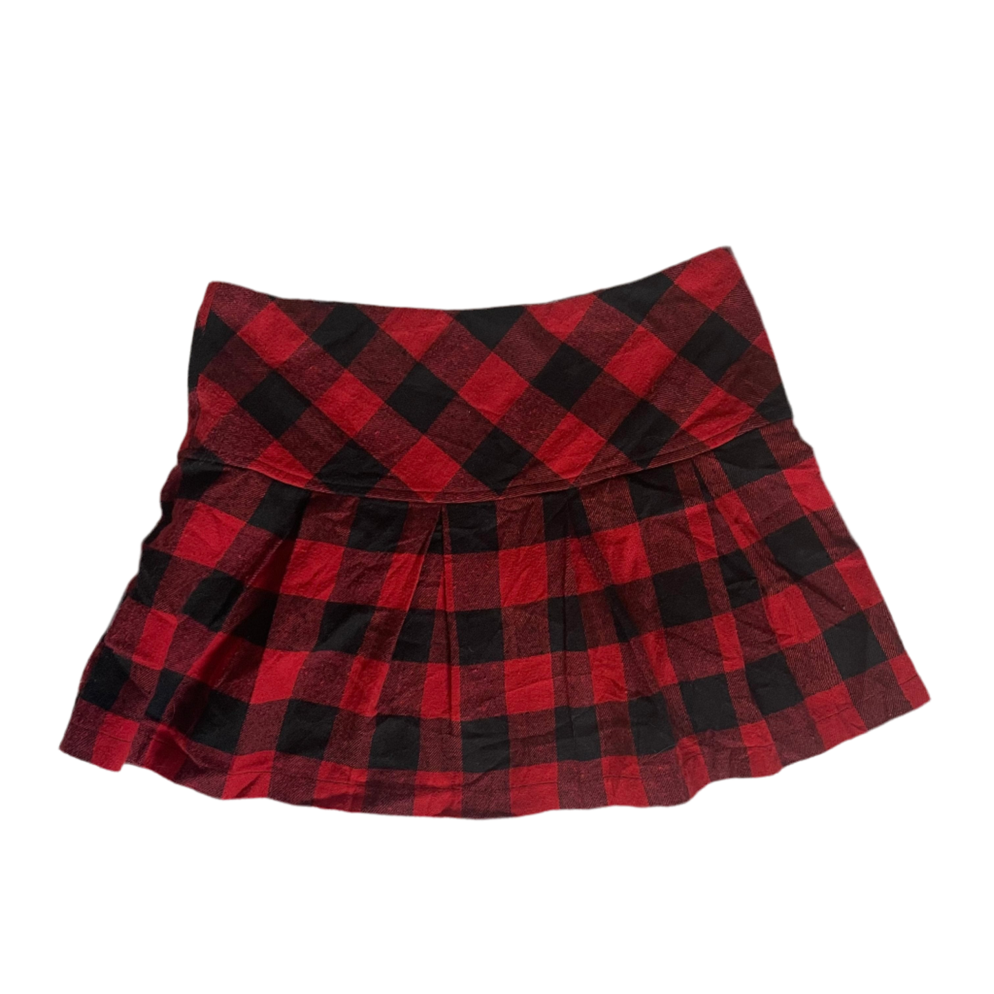 Red Plaid Pleated Mini Skirt