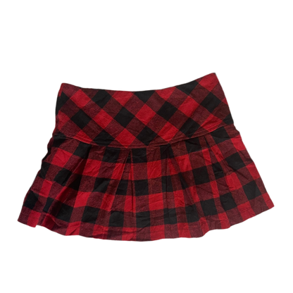 Red Plaid Pleated Mini Skirt