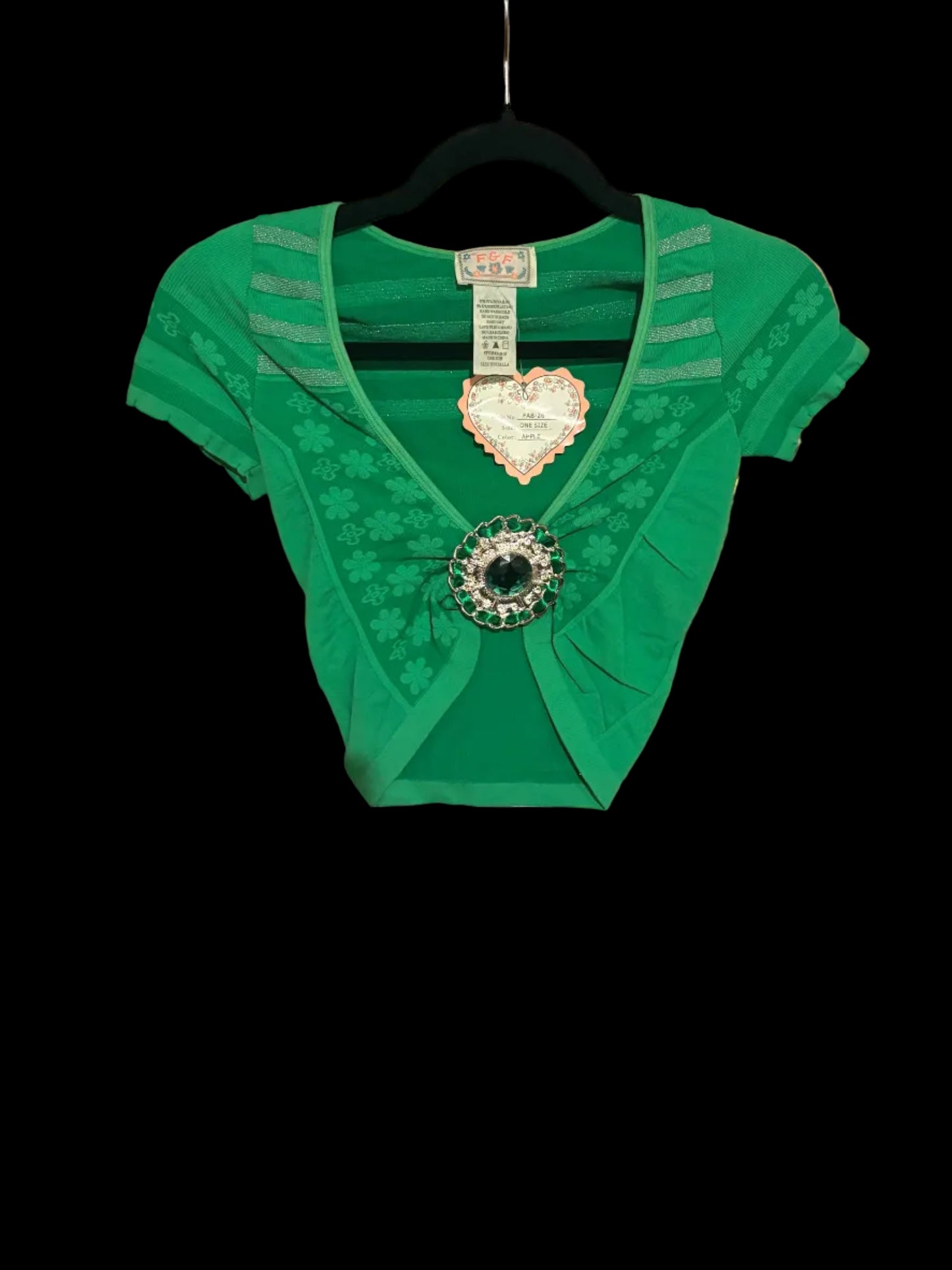 Green Brooch Crop Top