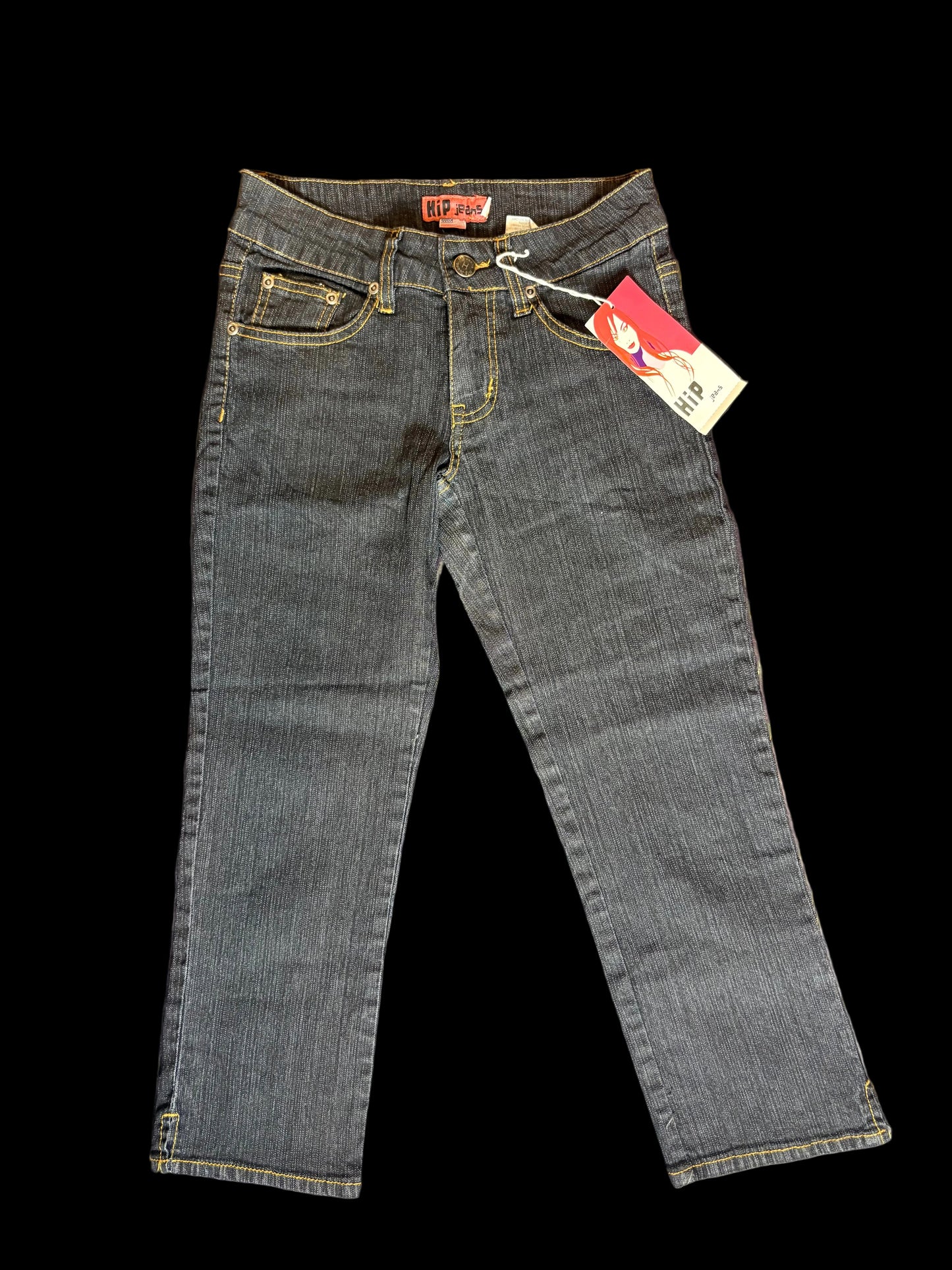 HIP Dark Wash Denim Capris Orange