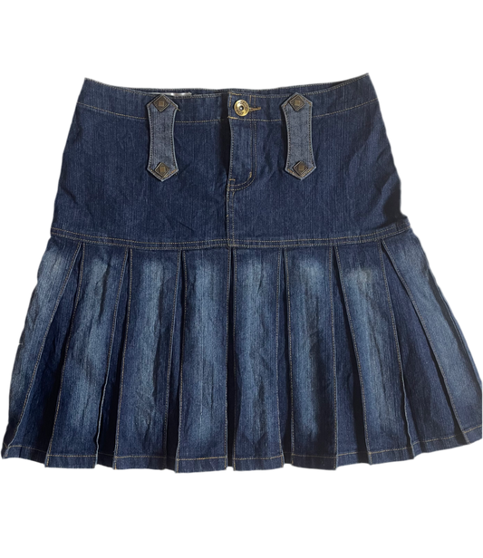 Mich Rich Pleated Denim Skirt