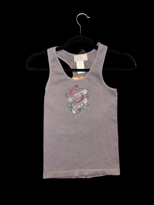 Gray Rhinestone Love Tank