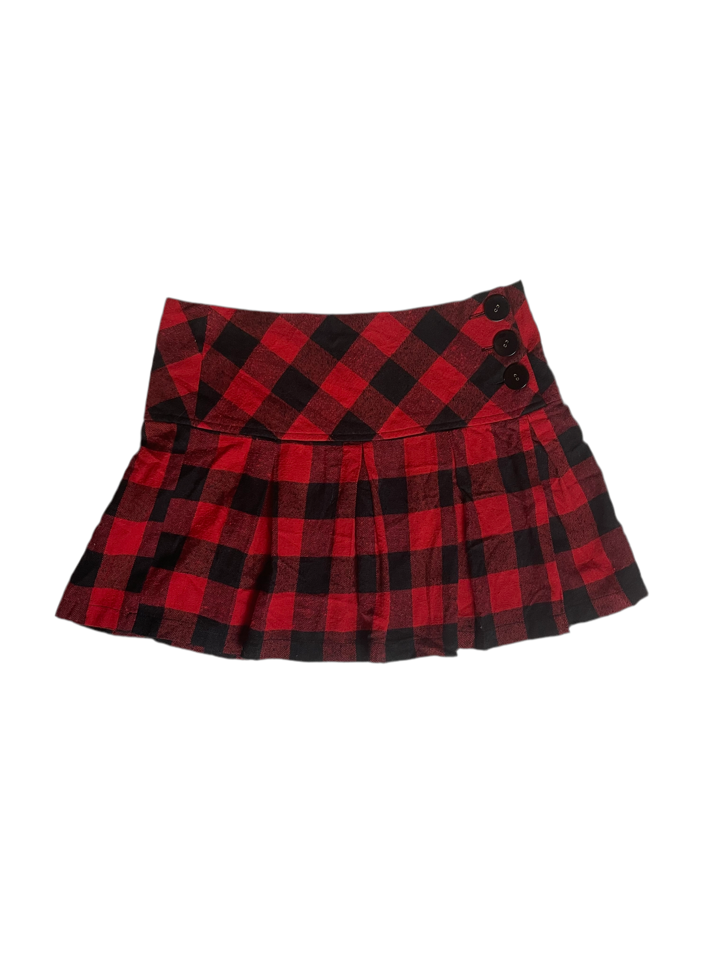 Red Plaid Pleated Mini Skirt