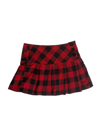 Red Plaid Pleated Mini Skirt