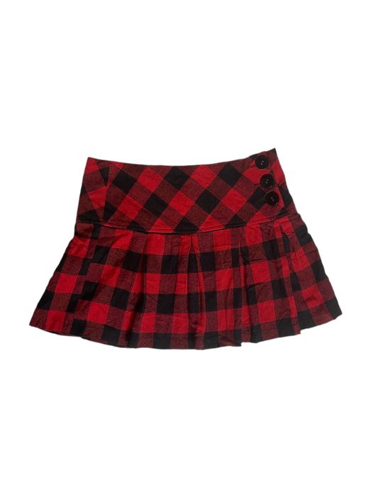 Red Plaid Pleated Mini Skirt